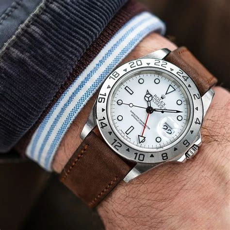 rolex 16570 white dial on strap|rolex explorer 2 strap size.